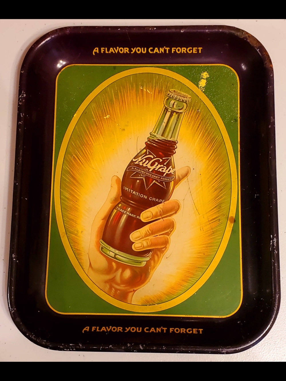 Vintage Colorful NuGrape Soda Advertising Tray Early 1900's Era Nice Graphics